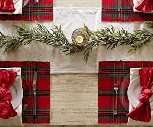 DII Farmhouse Christmas Plaid Dining Table & Kitchen Décor, Holiday Placemat Set, 13x19, Red & Green, 6 Count