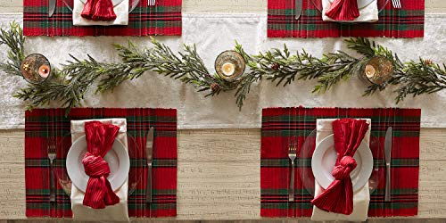 DII Farmhouse Christmas Plaid Dining Table & Kitchen Décor, Holiday Placemat Set, 13x19, Red & Green, 6 Count