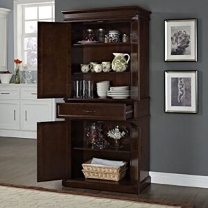 Crosley Furniture Parsons Traditional Pantry Storage Cabinet with Shelves, Kitchen, Dining, or Laundry Room, Vintage Mahogany