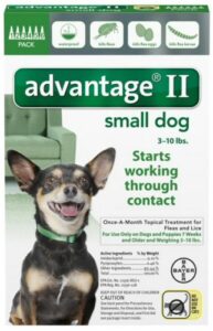 advantage ii dog flea control 0-10 lbs green 6 month