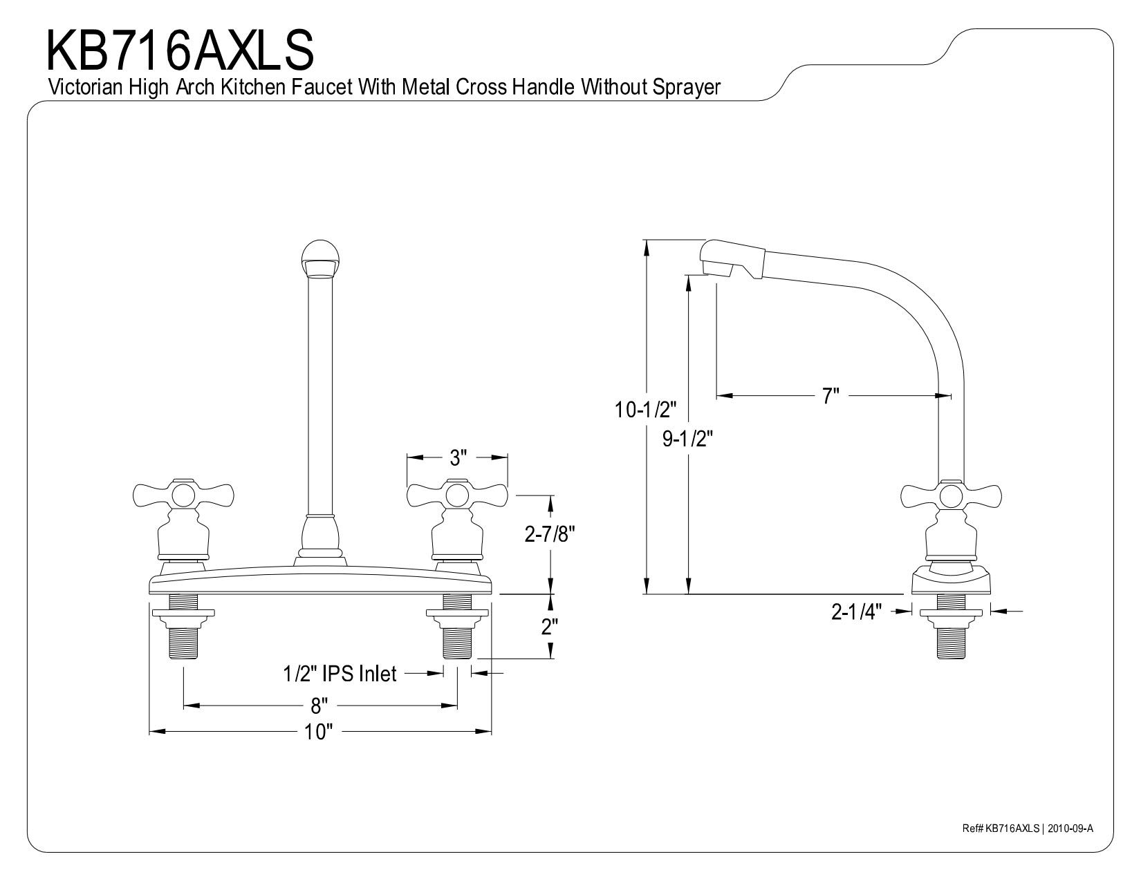 Kingston Brass KB716AXLS Victorian 8" Centerset Kitchen Faucet, Antique Copper