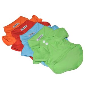 KINGMAS 4 Pieces Dog T-Shirt, Breathable Pet Shirts, Puppy Sweatshirt Dog Clothes Outfit Apparel Coats for Small Medium Dogs Cats (Blue, Green, Red, Orange) - X-Small