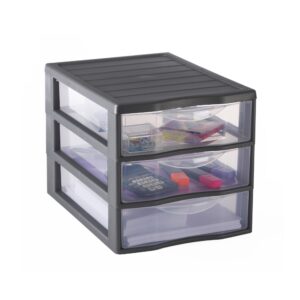 sundis orgamix mini drawer tower with 3 drawers medium size pp argent 36,5 x 26 x 25,5 cm