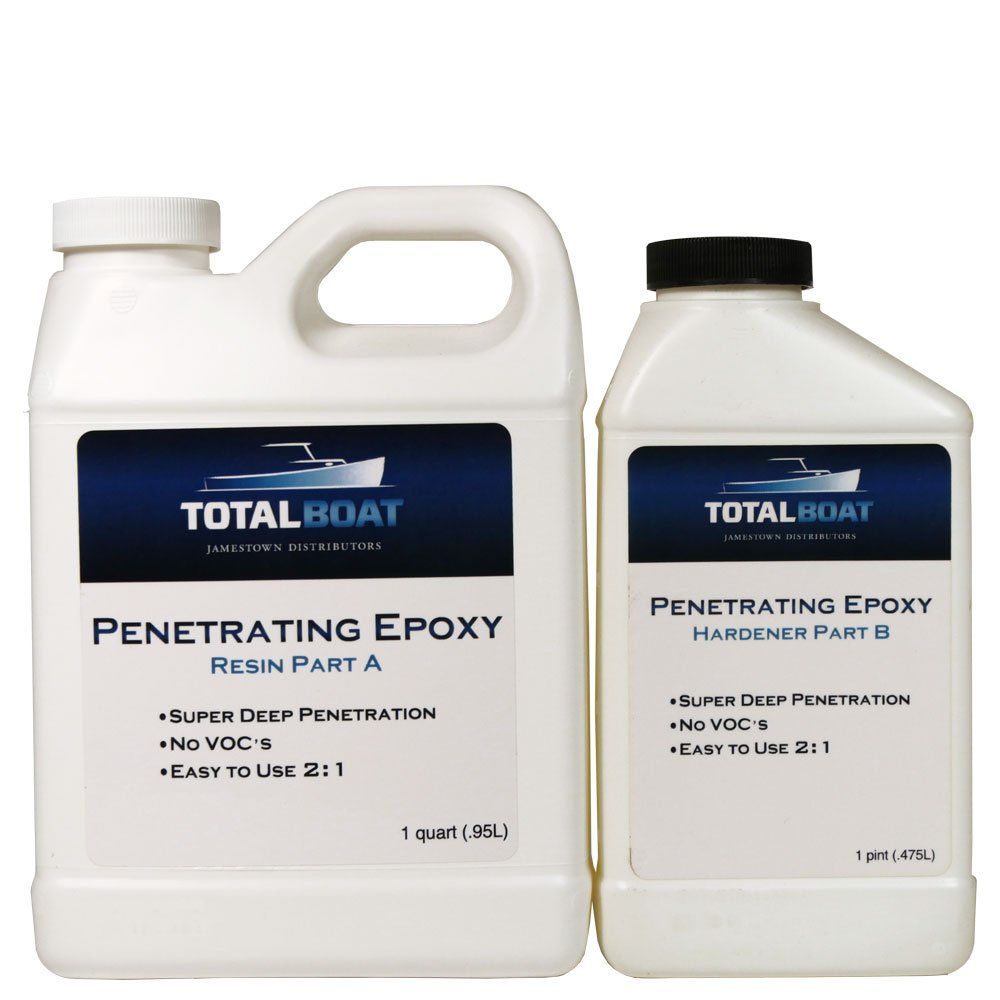 TotalBoat Clear Penetrating Epoxy Wood Sealer Stabilizer for Rot Repair and Restoration (Quart, Traditional)