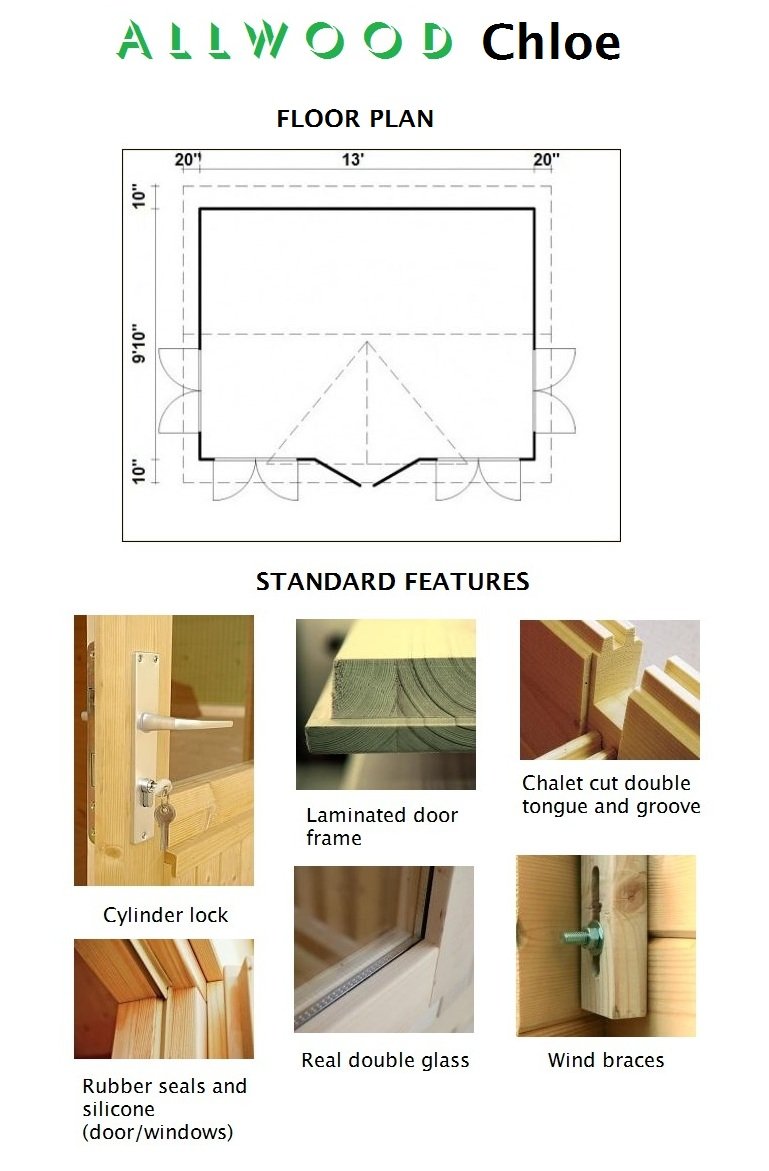 Allwood Chloe | 123 SQF Kit Cabin, Garden House