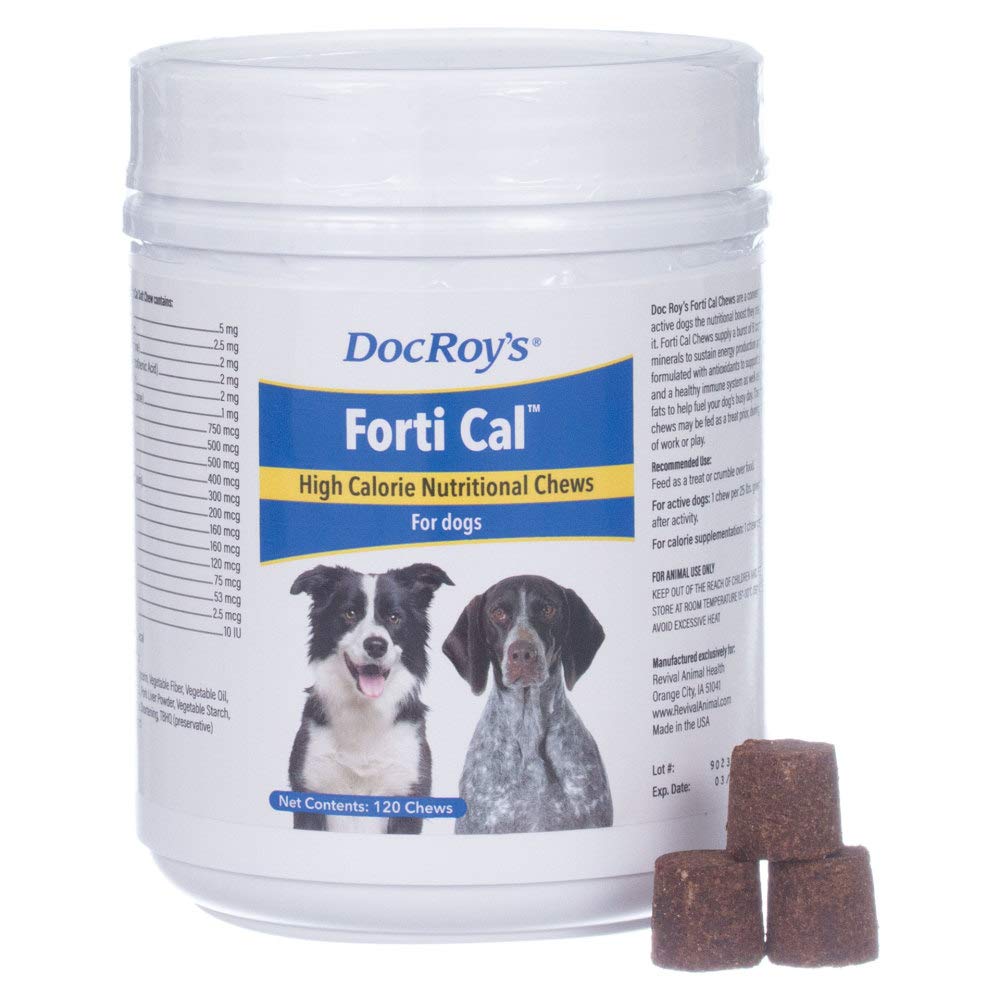 Doc Roy's Forti Cal- High Calorie Nutritional Energy Supplement - for Dogs & Puppies - 120ct Soft Chews