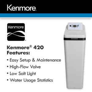 Kenmore 420 Water Softener With Ultra Flow Valve | Reduce Hardness Minerals & Clear Water Iron | Whole Home Water Softener | Easy To Install | Reduce Hard Water In Your Home, Grey