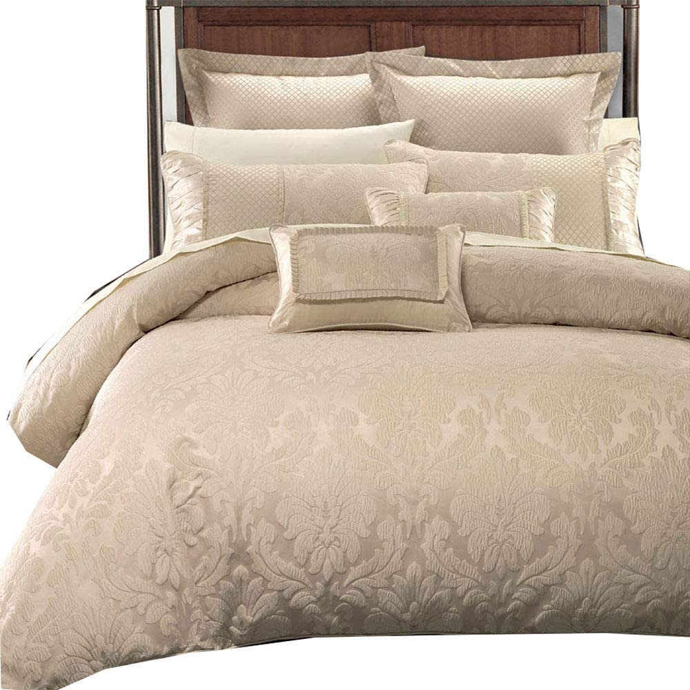 7PC- King Sara Jacquard Duvet Cover Set