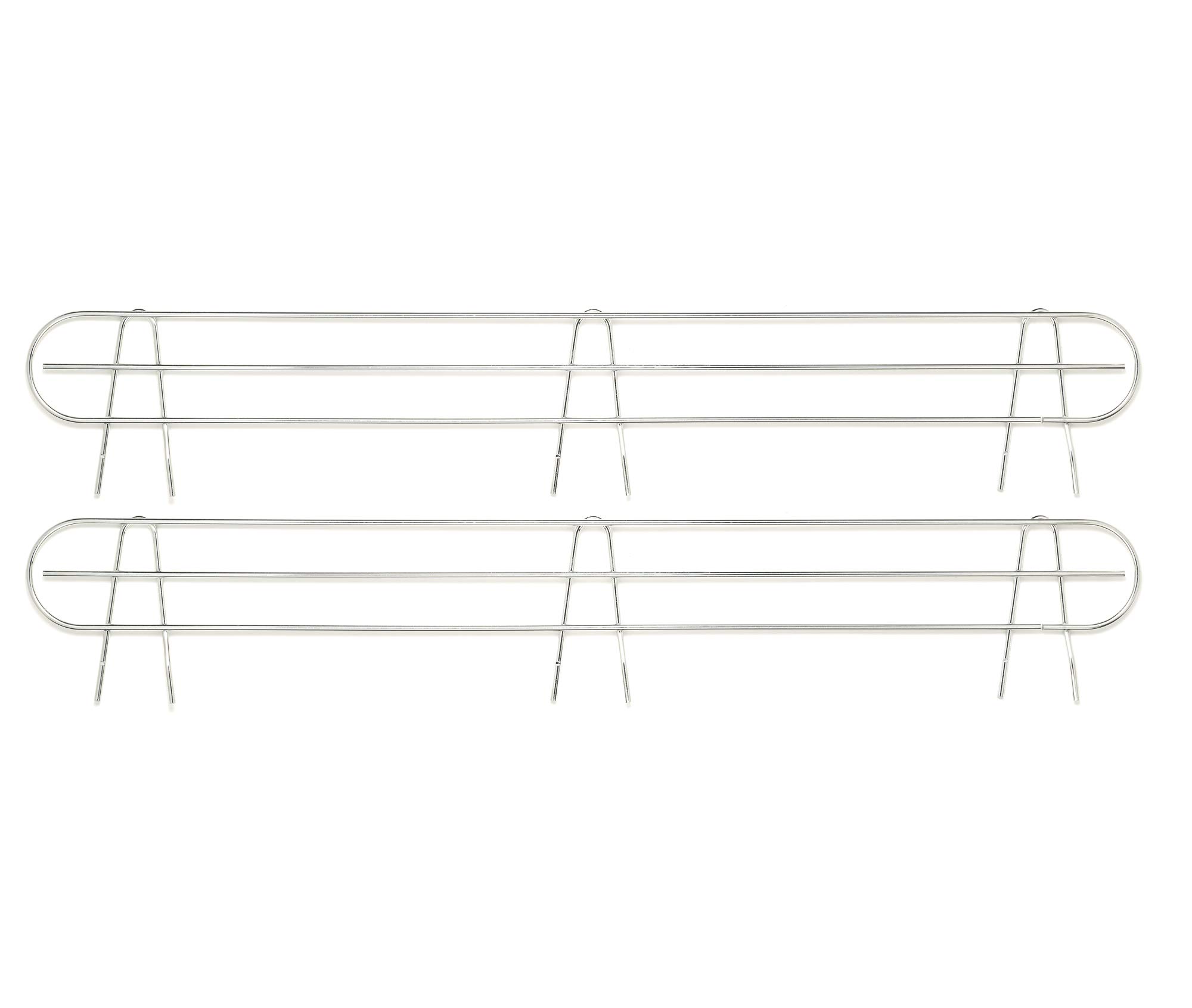 Home Storage Space Wire Shelf Back Ledge, Fits on 36" Wide Wire Shelf, Chrome Color, 2-Pack