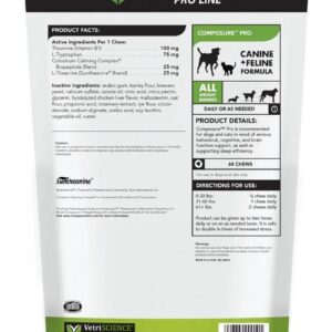 VetriScience Composure Pro - Calming Support Supplement for Cats & Dogs - Relaxation Bites with Colostrum Calming Complex & Vitamin B - Clinical Strength Calming Pet Aid Chews - 60 Chews