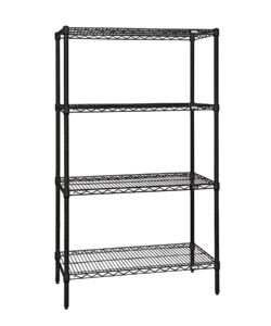 quantum storage systems wr86-1836bk starter kit for 86" height 4-tier wire shelving unit, black finish, 18" width x 36" length x 86" height