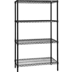 Quantum Storage Systems WR86-1836BK Starter Kit for 86" Height 4-Tier Wire Shelving Unit, Black Finish, 18" Width x 36" Length x 86" Height