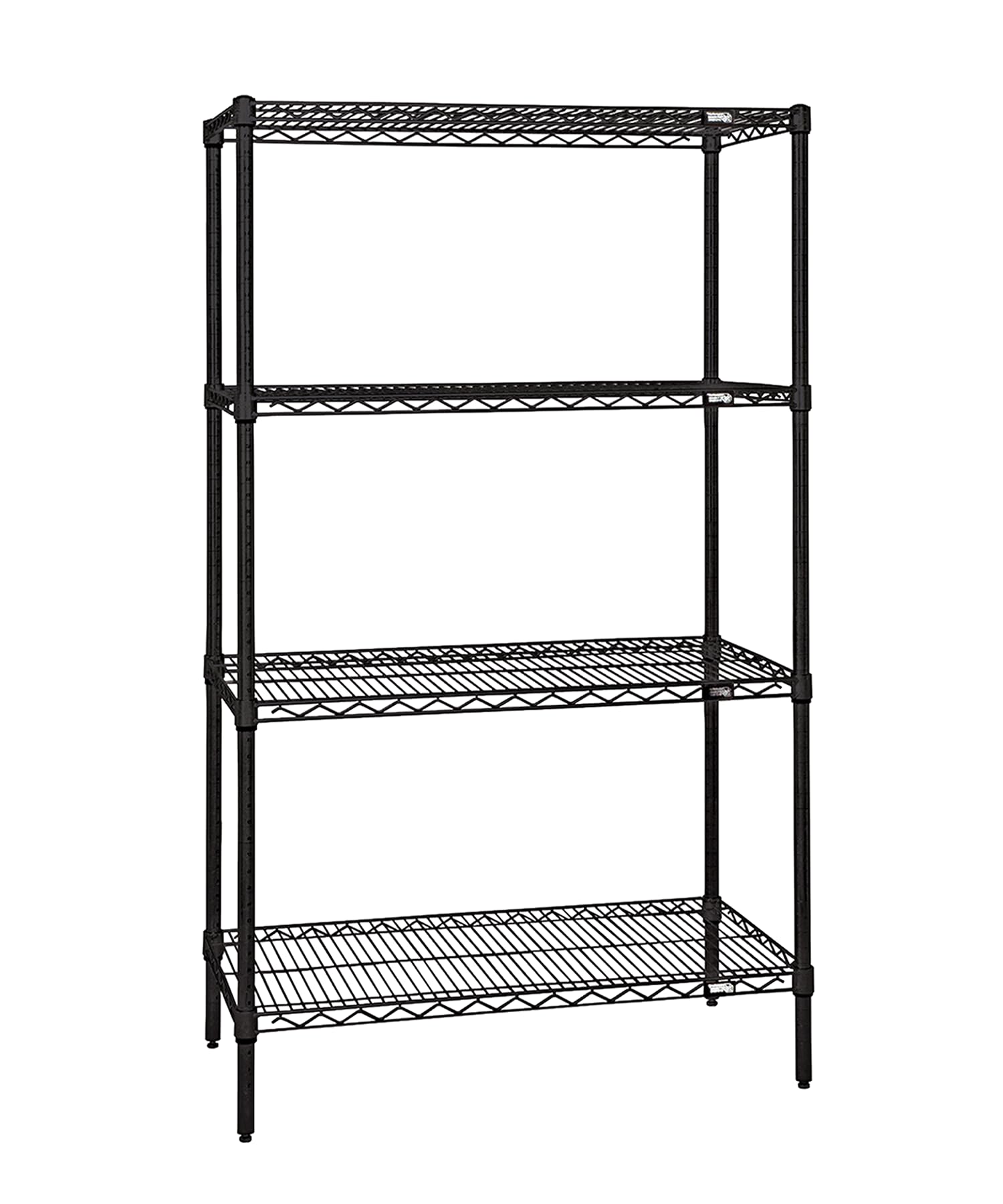 Quantum Storage Systems WR86-1836BK Starter Kit for 86" Height 4-Tier Wire Shelving Unit, Black Finish, 18" Width x 36" Length x 86" Height