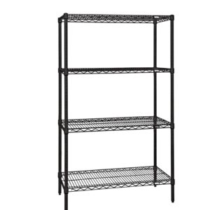 QUANTUM STORAGE SYSTEMS WR54-1248BK Starter Kit Wire Shelves Black Epoxy 4 Shelves 54" H x 48" W x 12" D