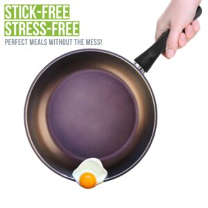 TeChef - Color Pan 12" Frying Pan, Coated with New Safe Teflon Select - Color Collection/Non-Stick Coating (PFOA Free) / (Aubergine Purple)