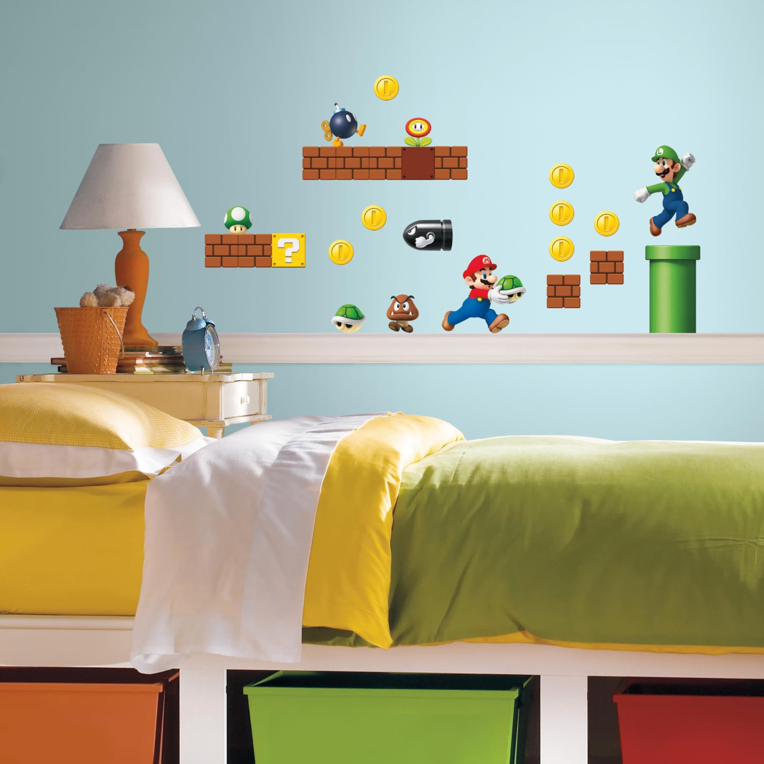 RoomMates RMK2351SCS Nintendo New Super Mario Bros Build a Scene Peel and Stick Wall Decals, Multicolored