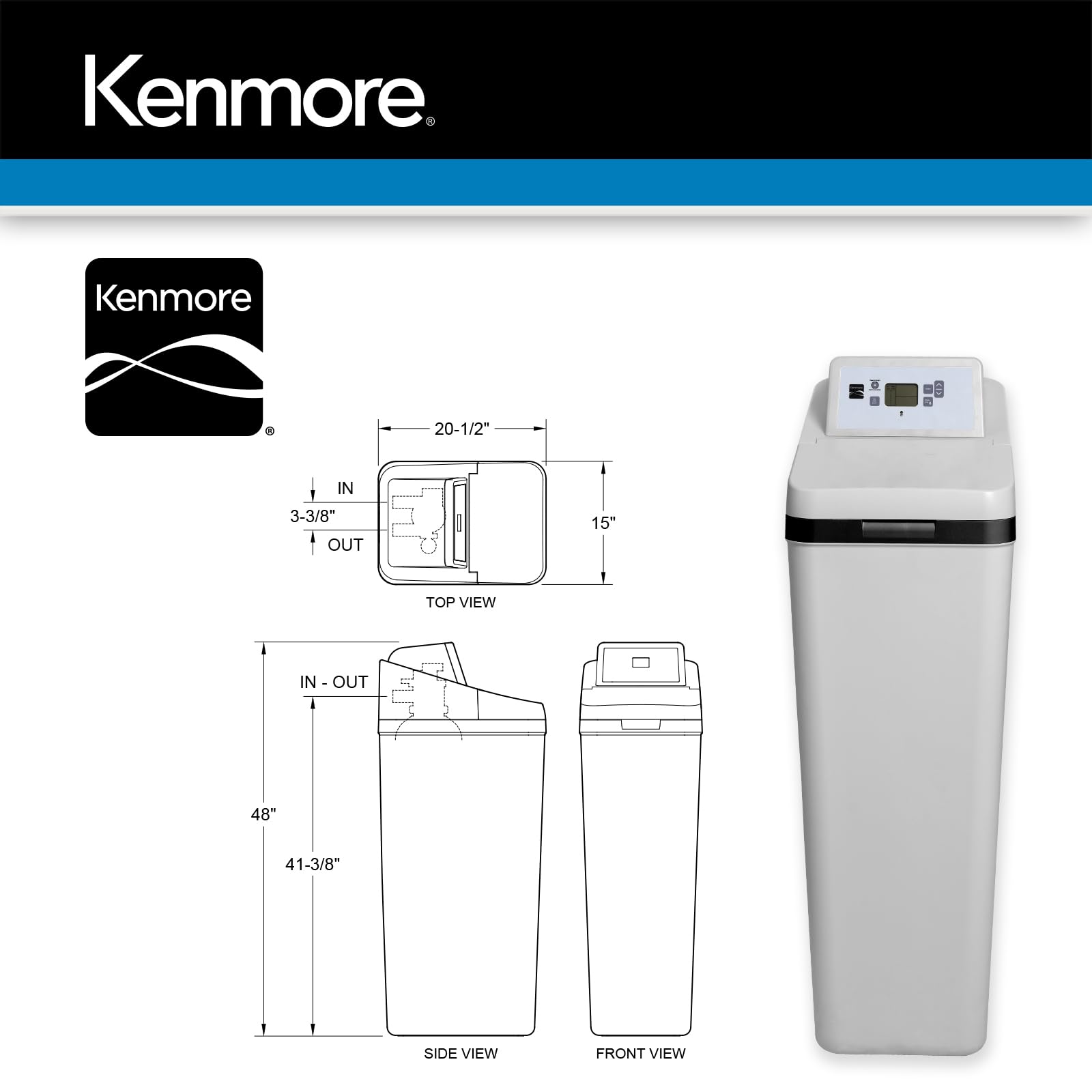 Kenmore 420 Water Softener With Ultra Flow Valve | Reduce Hardness Minerals & Clear Water Iron | Whole Home Water Softener | Easy To Install | Reduce Hard Water In Your Home, Grey