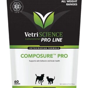 VetriScience Composure Pro - Calming Support Supplement for Cats & Dogs - Relaxation Bites with Colostrum Calming Complex & Vitamin B - Clinical Strength Calming Pet Aid Chews - 60 Chews