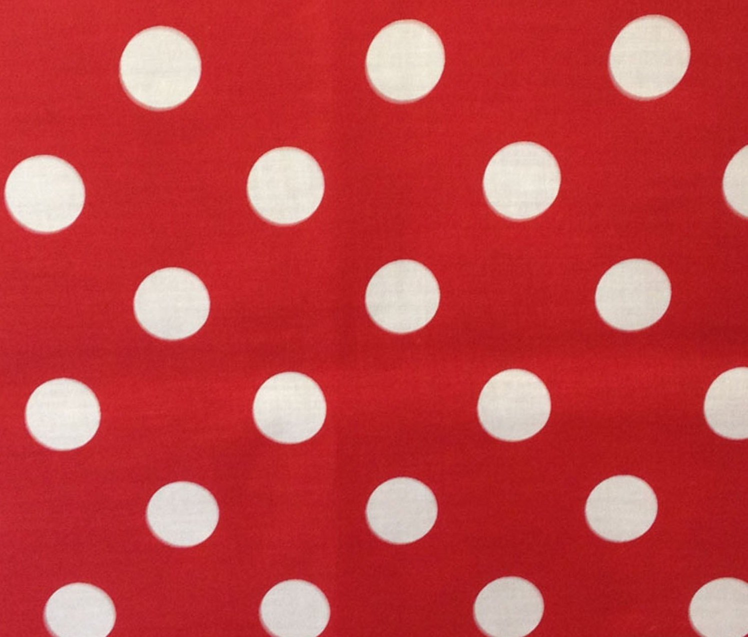 Big Polka Dot Poly Cotton White Dots on Red 58 Inch Fabric by The Yard (F.E.