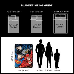 DC Comics Justice, League Trio Micro Raschel Throw Blanket, 46" x 60", Multi Color, 1 Count