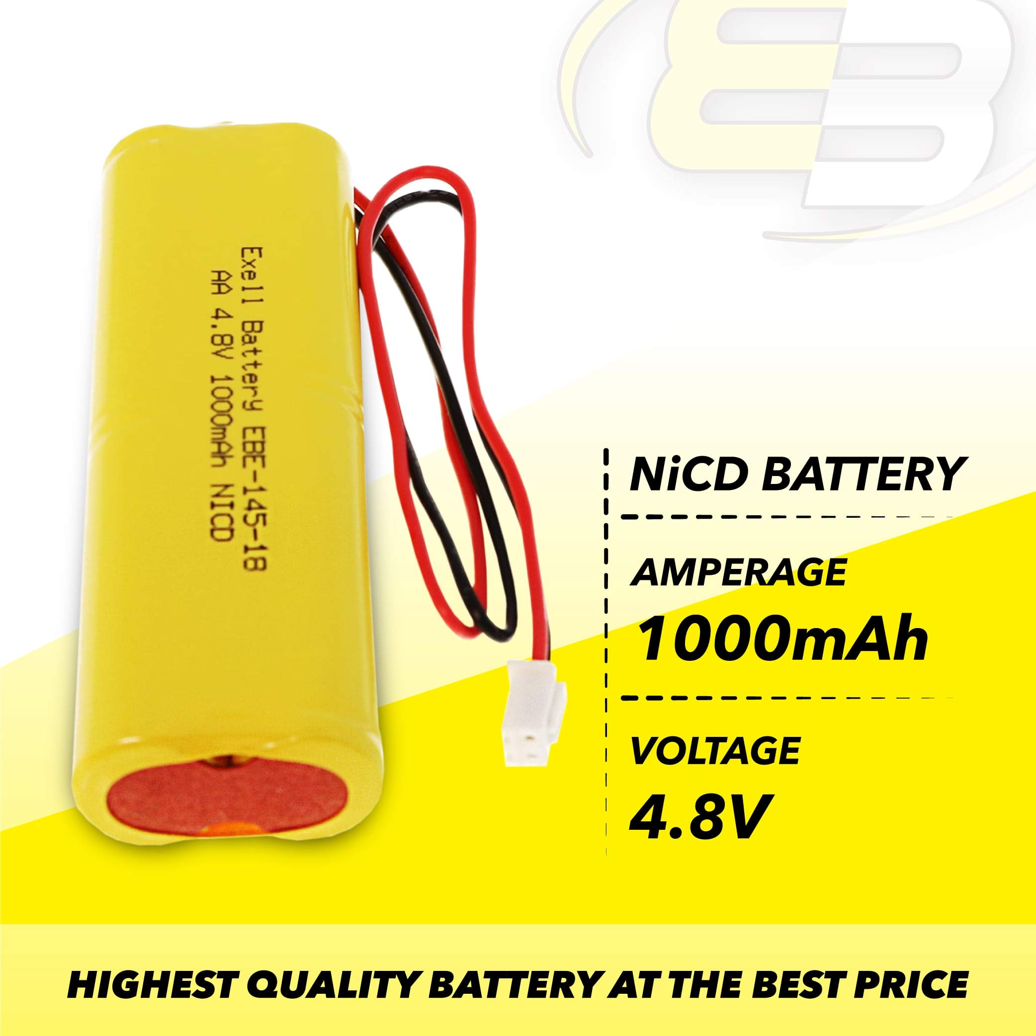 Emergency/Exit Lighting Battery Fits and Replaces Hubbell 859-0120859 LITHONIA D-AA650B LITHONIA D-AA650Bx4 Dual-Lite 0120859 Custom-145-18 NIC0991 Lithonia 4AA-800-18-8WL Unitech 4AA-800-18-8WL