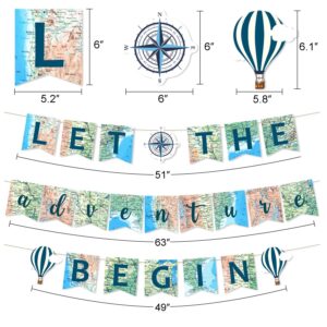 Yaaaaasss! Let the Adventure Begin Banner Adventure Awaits Bon Voyage Map Banner for Travel Themed Birthday Baby Shower Graduation Retirement Job Career Change Farewell Party Decorations Supplies