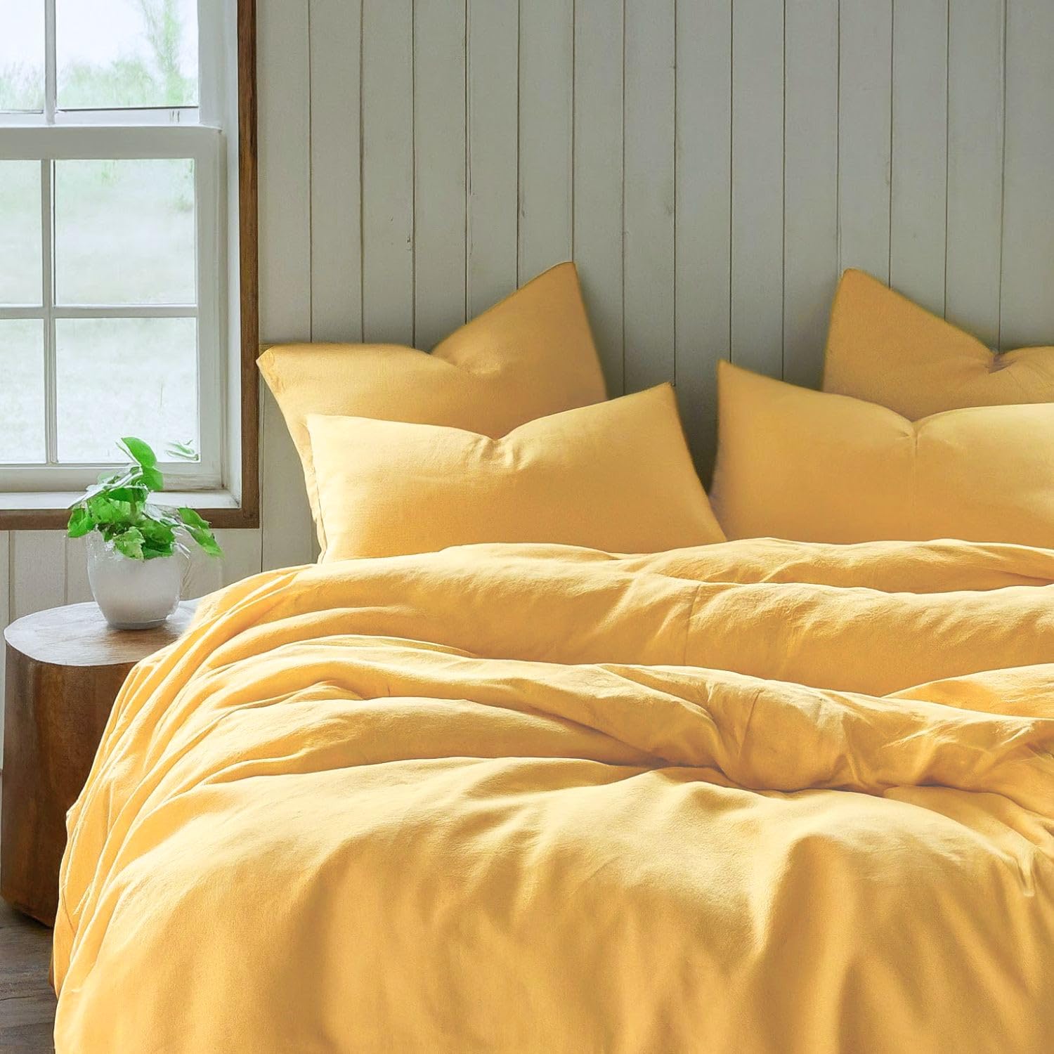 Tache 2 Piece Solid Sunny Golden Yellow Duvet Cover Set, Twin XL