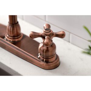 Kingston Brass KB716AXLS Victorian 8" Centerset Kitchen Faucet, Antique Copper