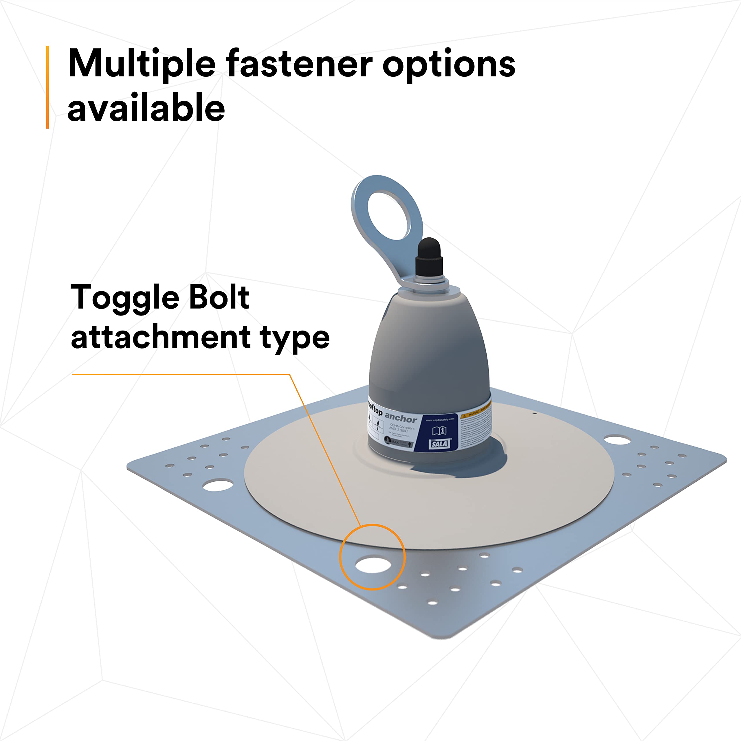 3M DBI-SALA 2100140 Roof Top Anchor for PVC Membrane and Built-Up Roofs with Weather Proofing Shroud, Silver