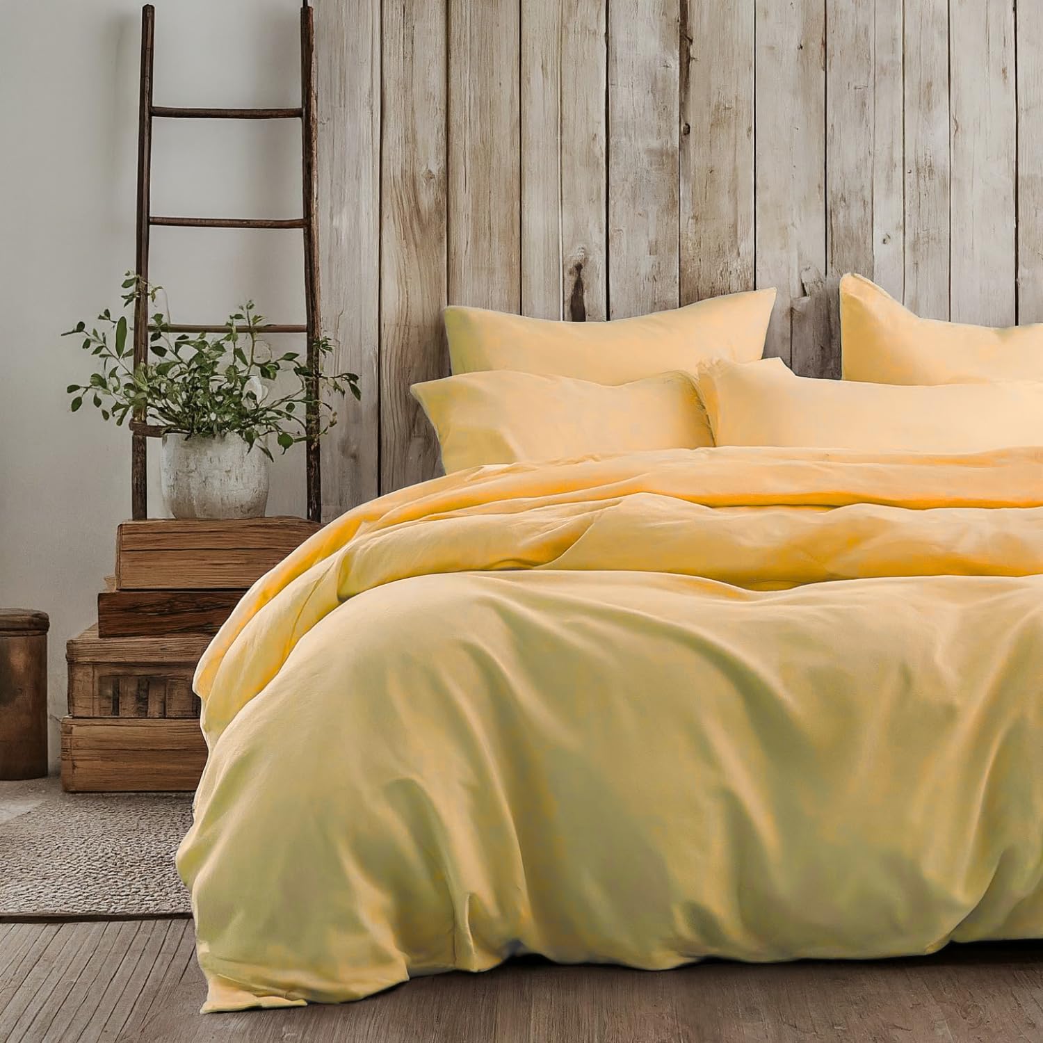 Tache 2 Piece Solid Sunny Golden Yellow Duvet Cover Set, Twin XL