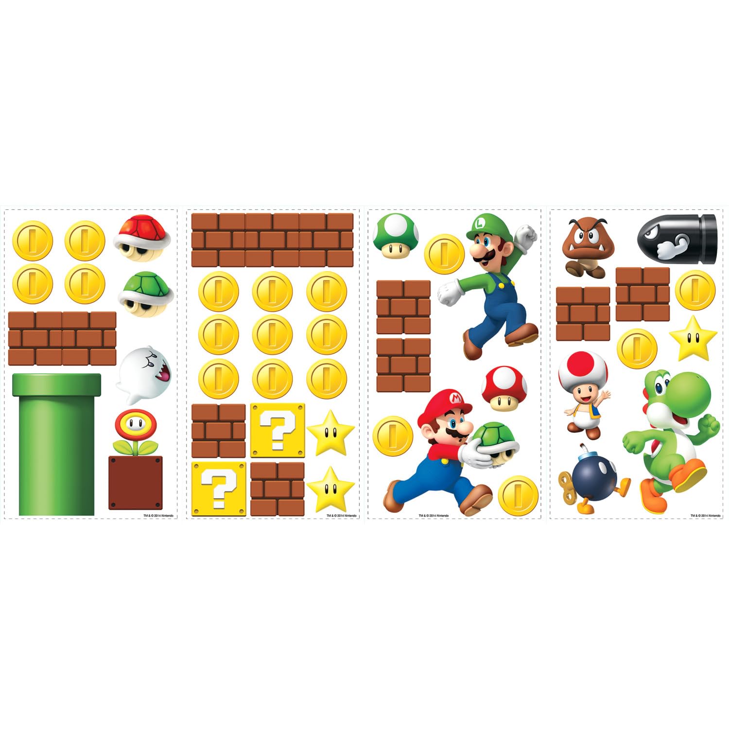 RoomMates RMK2351SCS Nintendo New Super Mario Bros Build a Scene Peel and Stick Wall Decals, Multicolored