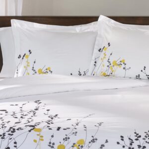 100% Cotton, 3-Piece King/California King, Single Ply, Soft, Embroidered Reed Duvet Cover Set