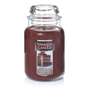 yankee candle chocolate layer cake scented, classic 22oz large jar single wick candle, over 110 hours of burn time