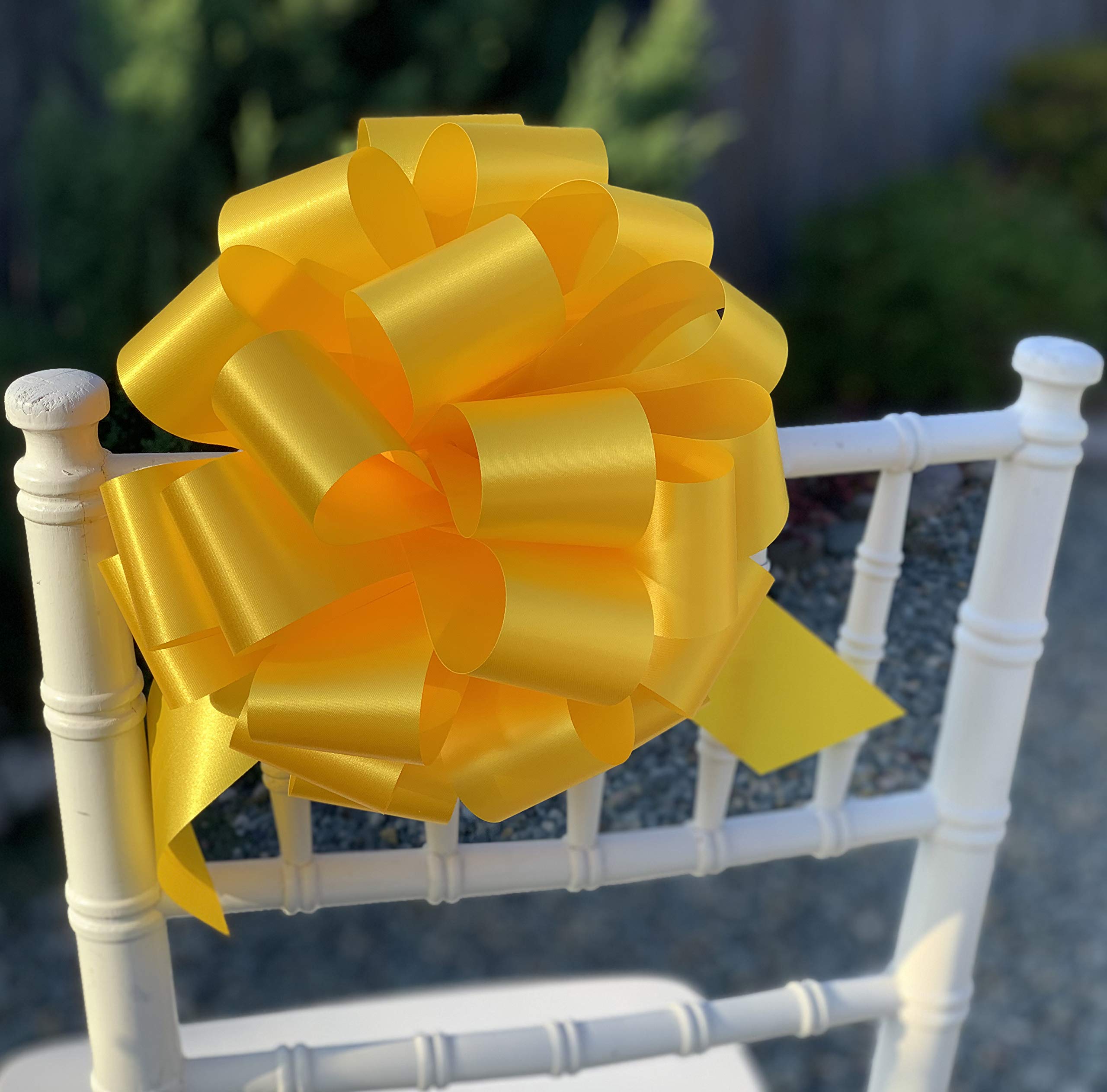 Large Yellow Ribbon Pull Bows - 9" Wide, Set of 6, Spring, Summer, Support Our Troops Ribbon, Gift Bows, Presents, Gift Basket, Fall, Thanksgiving, Christmas, Mardi Gras, Easter