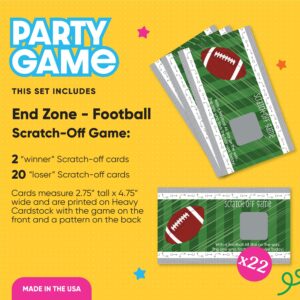 Big Dot of Happiness End Zone - Football - Baby Shower or Birthday Party Game Scratch Off Cards - 22 Count