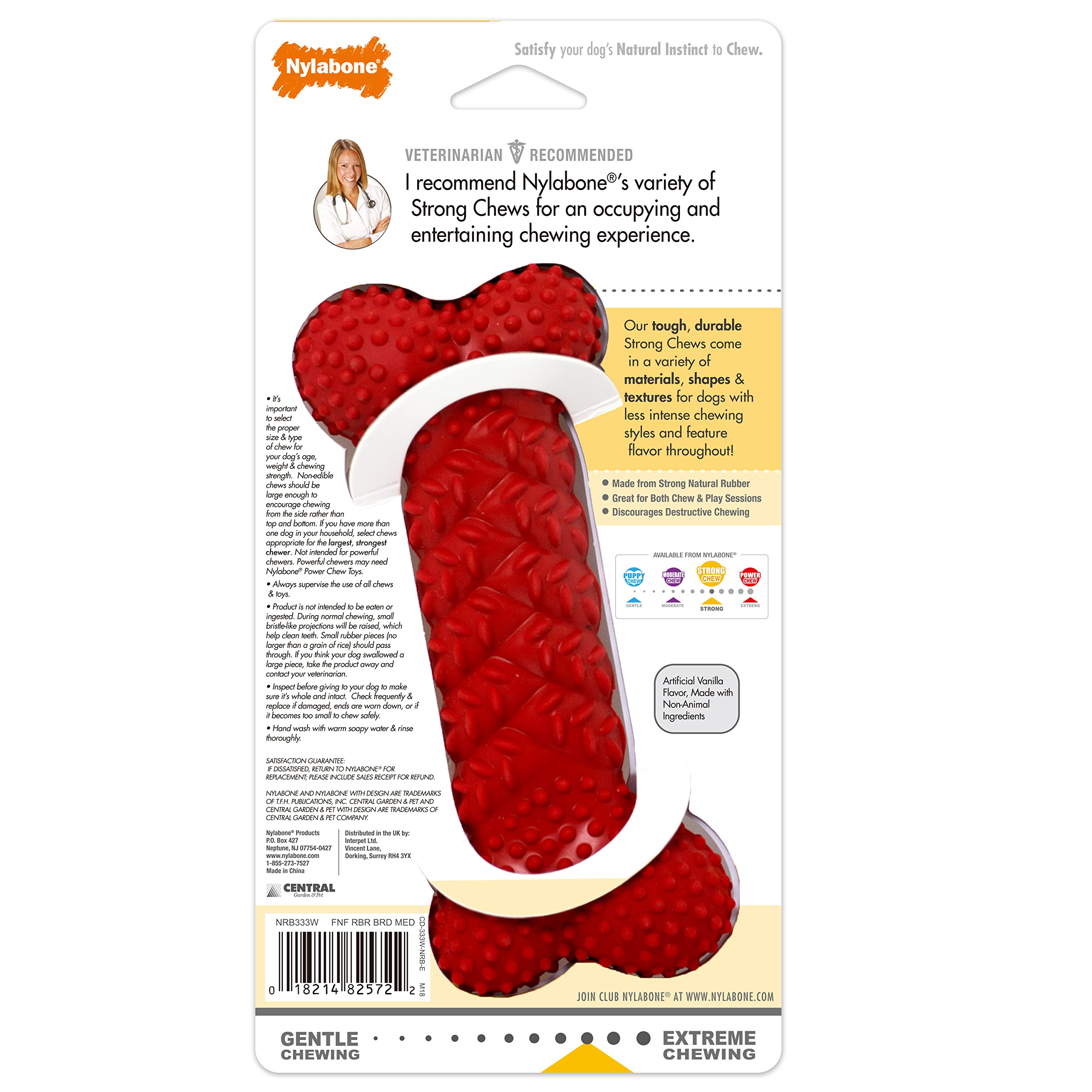 Nylabone dogs 491551 Fun N Fit Rubber Braided Bone, Medium, 1Piece