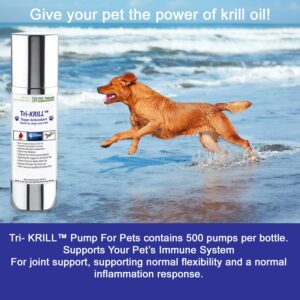 Tri-Krill Oil Supplement for Dogs and Cats, Supports Joint, Brain, Reduces Scratching and Shedding, Air-Free Pump, Pure Antarctic Krill with Astaxanthin, Omega-3, DHA, EPA by NWC Naturals