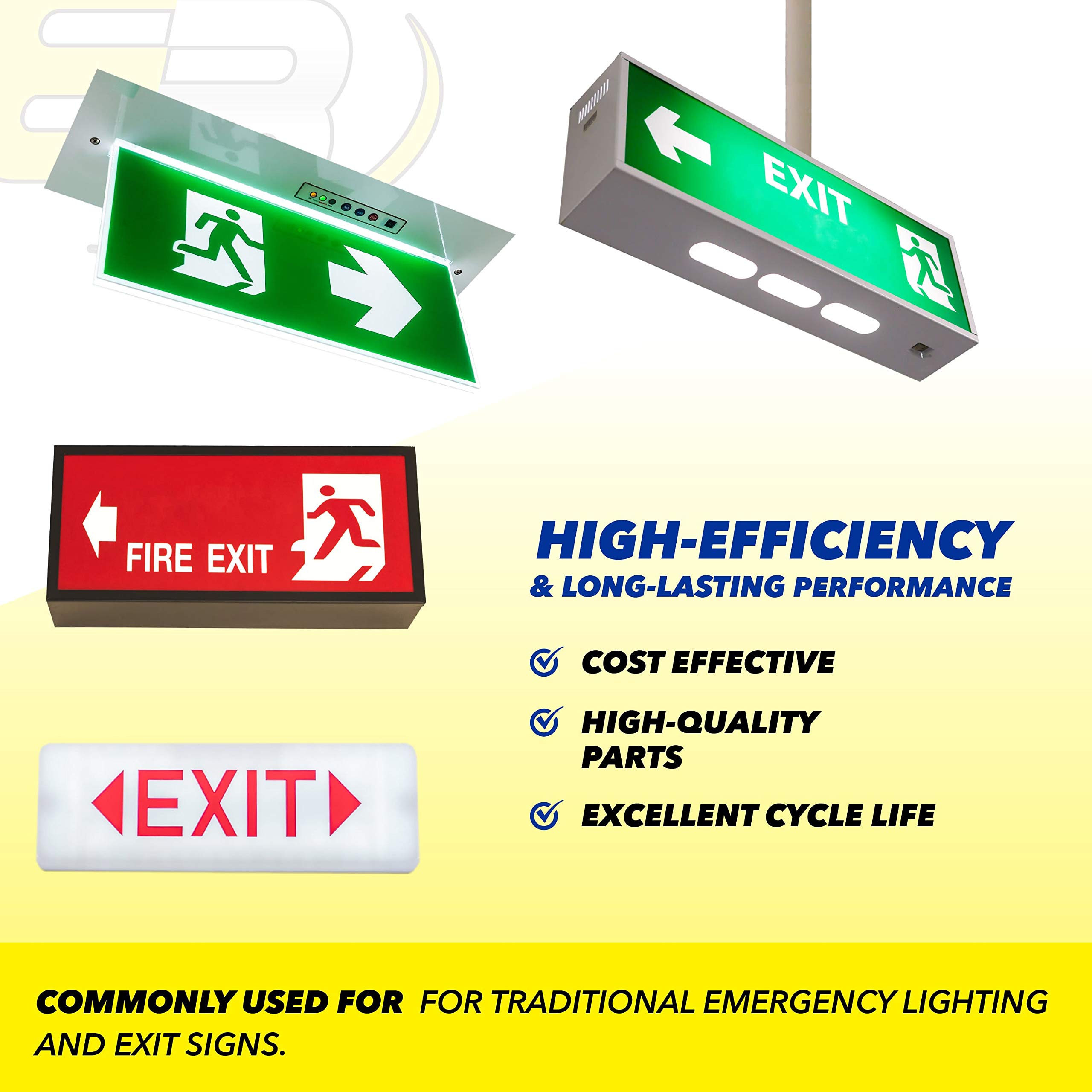 Emergency/Exit Lighting Battery Fits and Replaces Powercell PCNA4/5-2-SR-LC BGN1100-2DWP-41REC NIC1158 PCHA4/5-2-SR-LC ANIC1158 Lithonia ELB2P401N