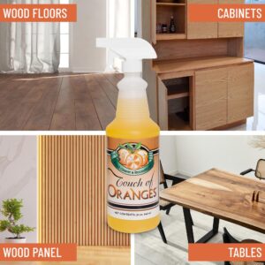 Touch Of Oranges Wood Cleaner & Polish Spray Real Orange Oil Luster Finish, Clean Kitchen Cabinets, Hardwood Floor and All Wood, Restorer, Conditioner - 32 oz