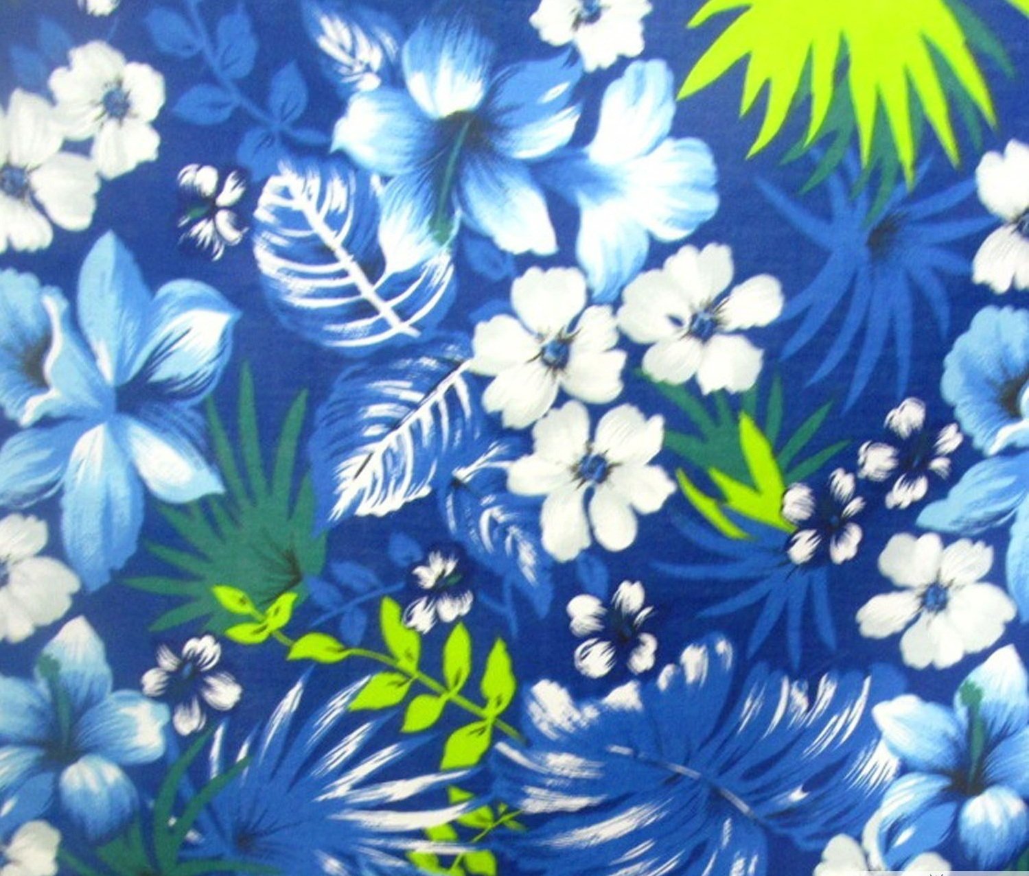 Hawaiian Royal Blue Poly Cotton 58 Inch Fabric by The Yard (F.E.