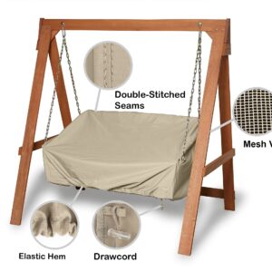 Covermates Swing Cover - Water Resistant Polyester, Double Stitched Seams, Mesh Vent, Seating and Chair Covers, 63W x 26D x 26H, Khaki