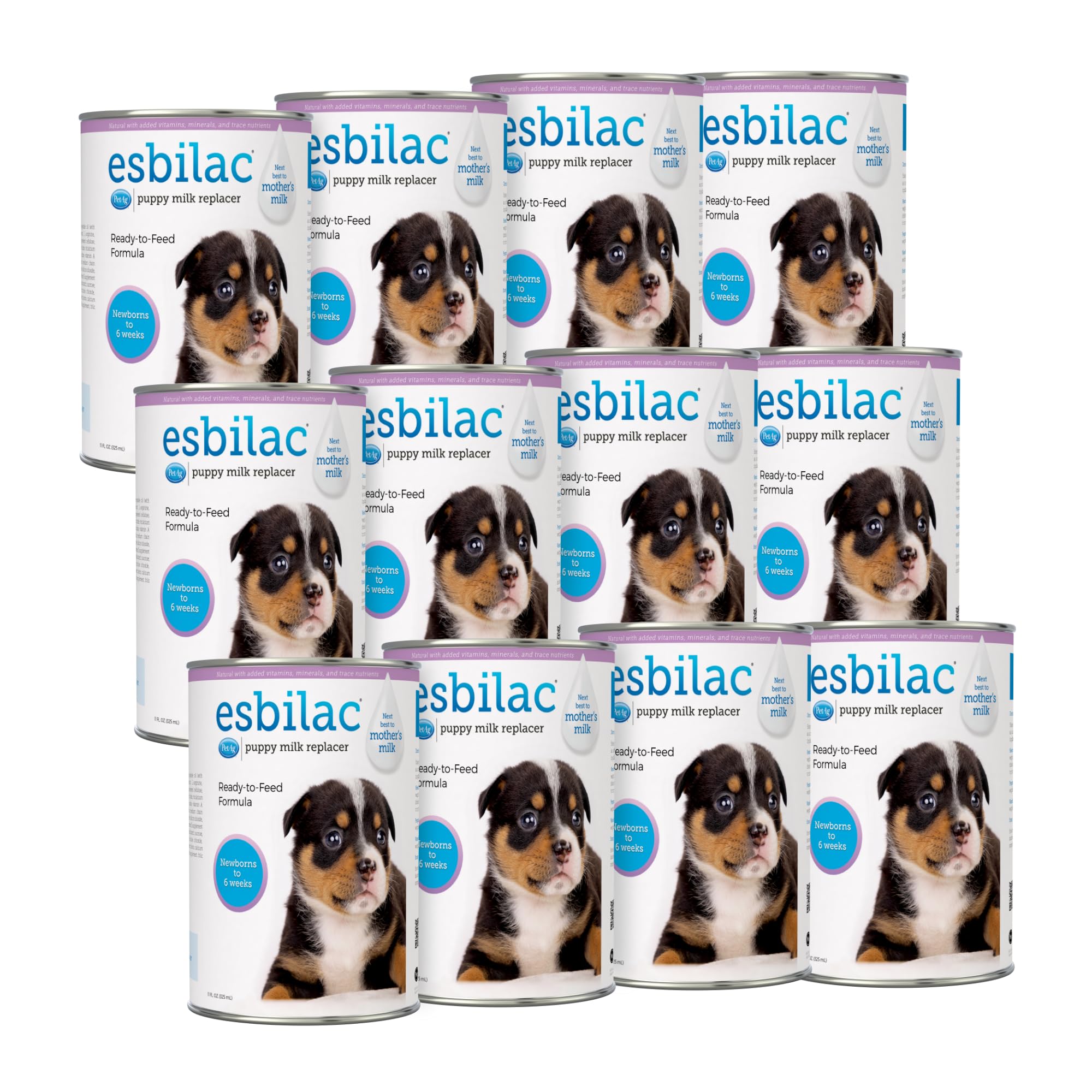 Pet-Ag Esbilac Puppy Milk Replacer Liquid - 11oz, Pack of 12 - Ready-to-Feed Puppy Formula with Vitamins for Puppies Newborn to 6 Weeks Old - Easy to Digest