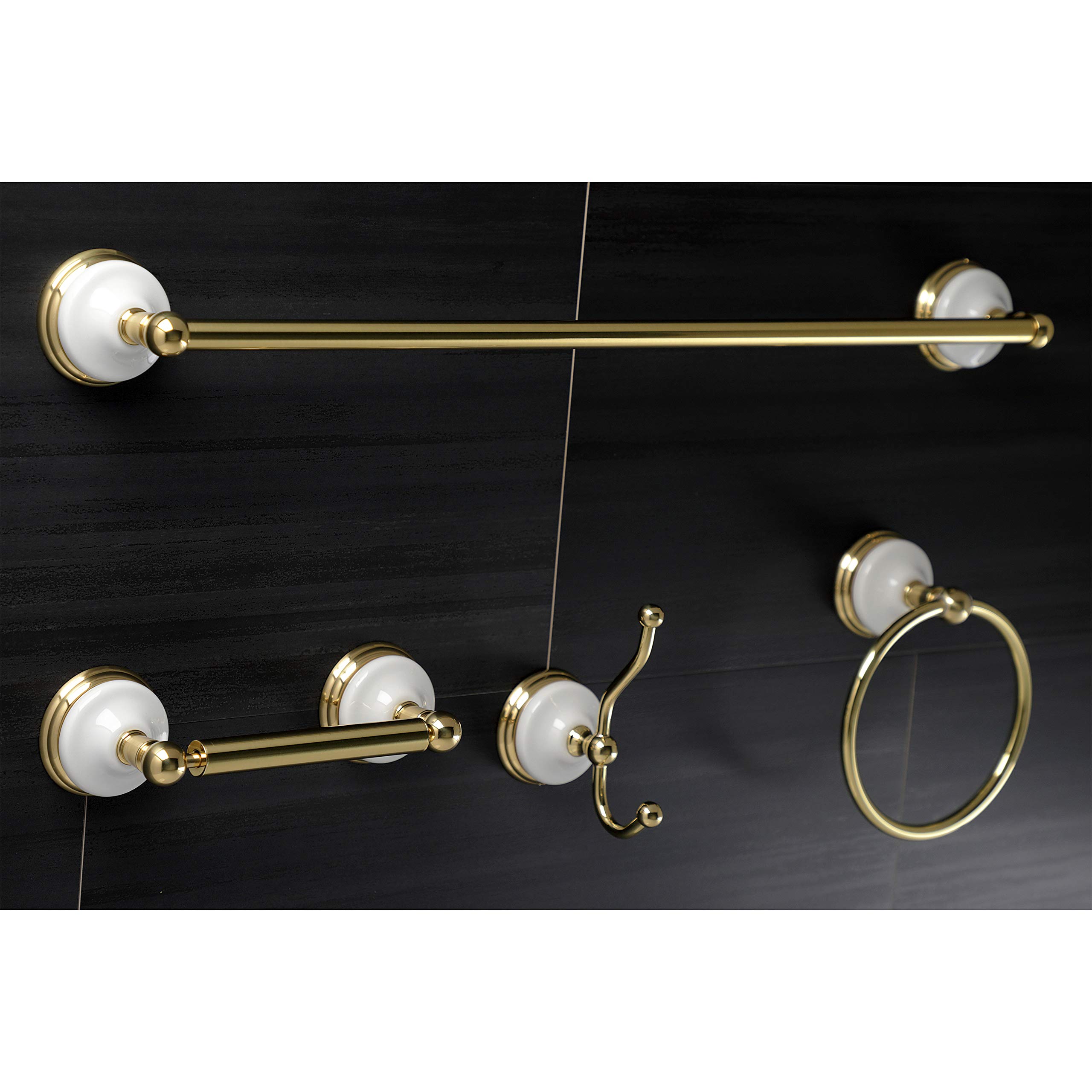 Kingston Brass BAK1111478PB Victorian 4-Piece Bathroom Hardware, Polished Brass