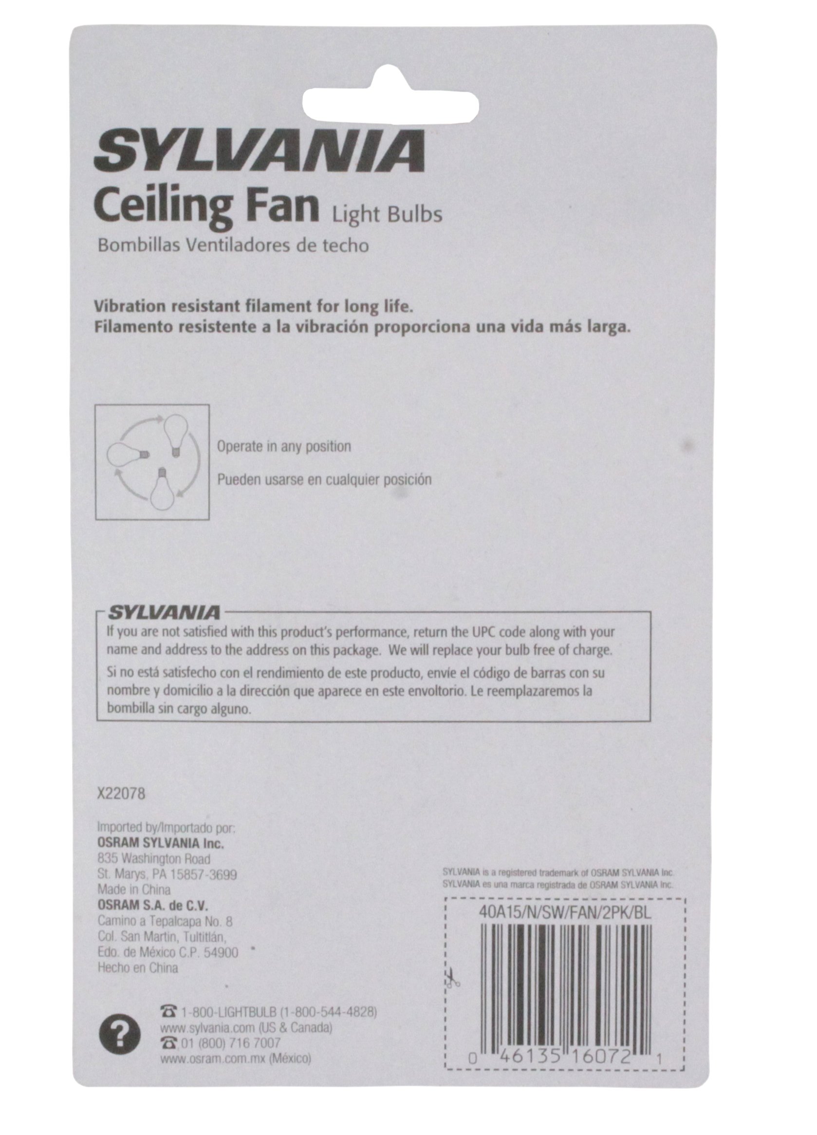 SYLVANIA 40-Watt A15 -White- Ceiling Fan Bulbs - Intermdiate Base 12-Pack X22078