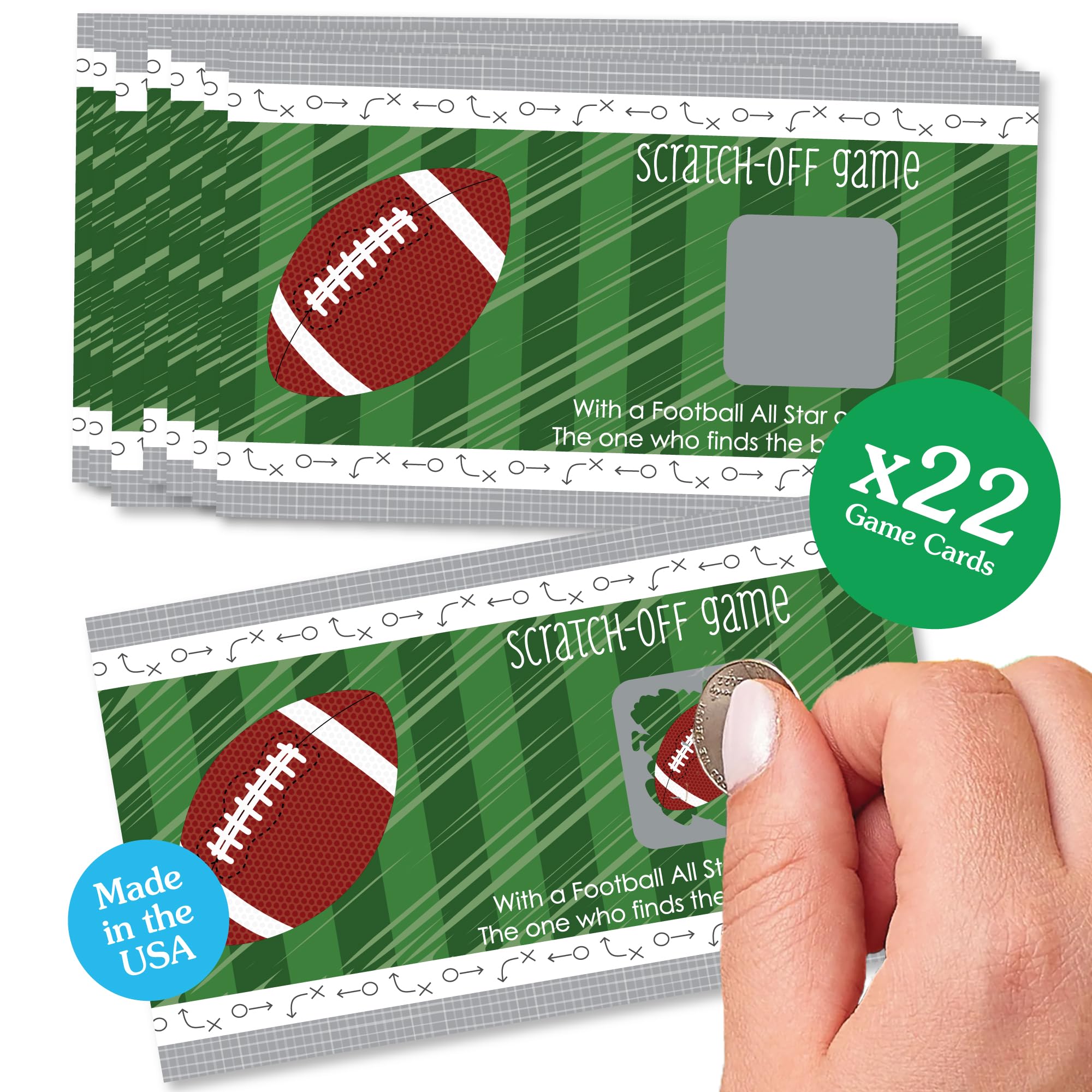 Big Dot of Happiness End Zone - Football - Baby Shower or Birthday Party Game Scratch Off Cards - 22 Count