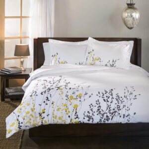 100% Cotton, 3-Piece King/California King, Single Ply, Soft, Embroidered Reed Duvet Cover Set