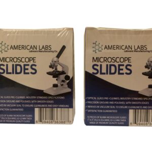 American Labs BS-144P-200S-22-A 144 Blank Microscope Slides and 200 Cover Glass Pre Cleaned - 2 Packs Ground Edges