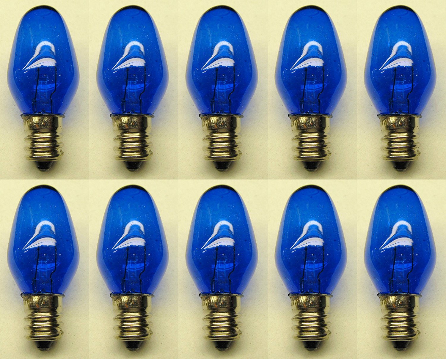 CEC Industries #7C7/TB/130V (Blue) Bulbs, 130 V, 7 W, E12 Base, C-7 shape (Box of 10)