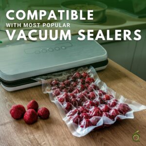 FoodVacBags Vacuum Sealer Rolls, 11 In x 50 Ft, 6 Rolls, Compatible with Foodsaver, Embossed Commercial Grade Make Your Own Size Food Storage Vacuum Sealer Bags