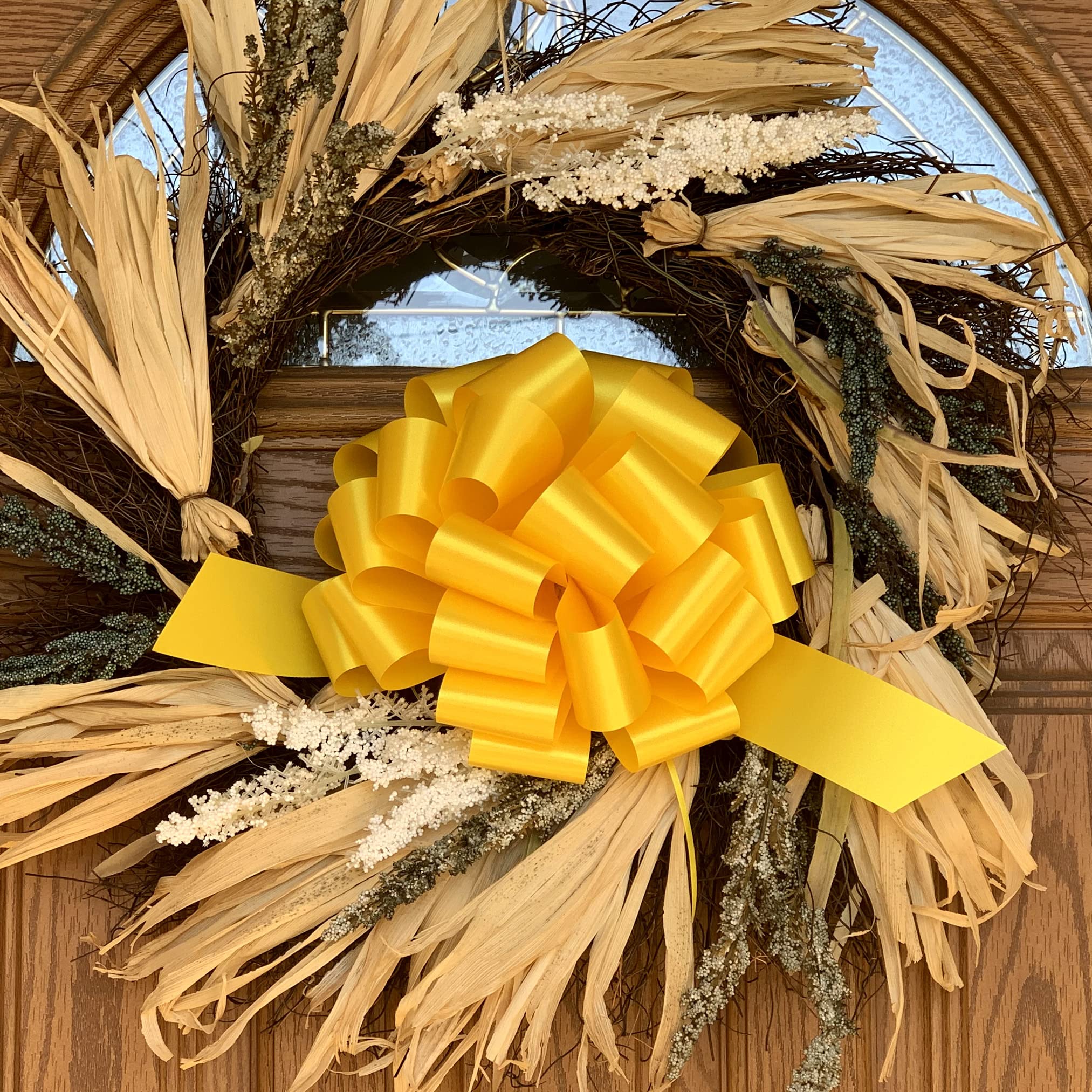 Large Yellow Ribbon Pull Bows - 9" Wide, Set of 6, Spring, Summer, Support Our Troops Ribbon, Gift Bows, Presents, Gift Basket, Fall, Thanksgiving, Christmas, Mardi Gras, Easter